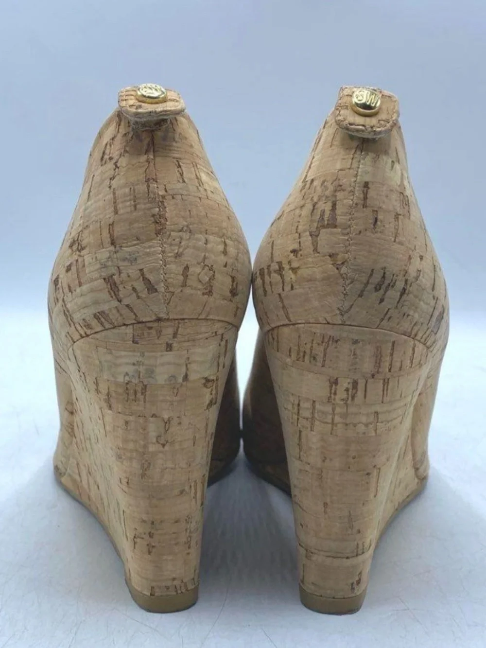 Stuart Weitzman Women's Size 10 M Cork Peep Toe Wedge Heels - Picture 3 of 10